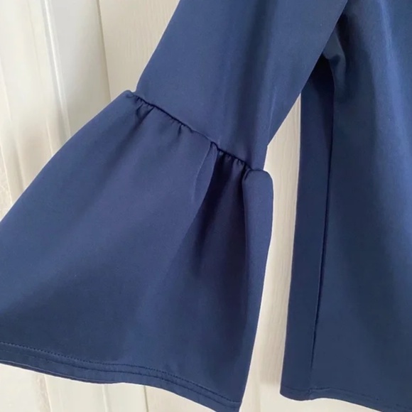 Navy Blue 3/4 Bell Sleeve Top - Picture 11 of 11